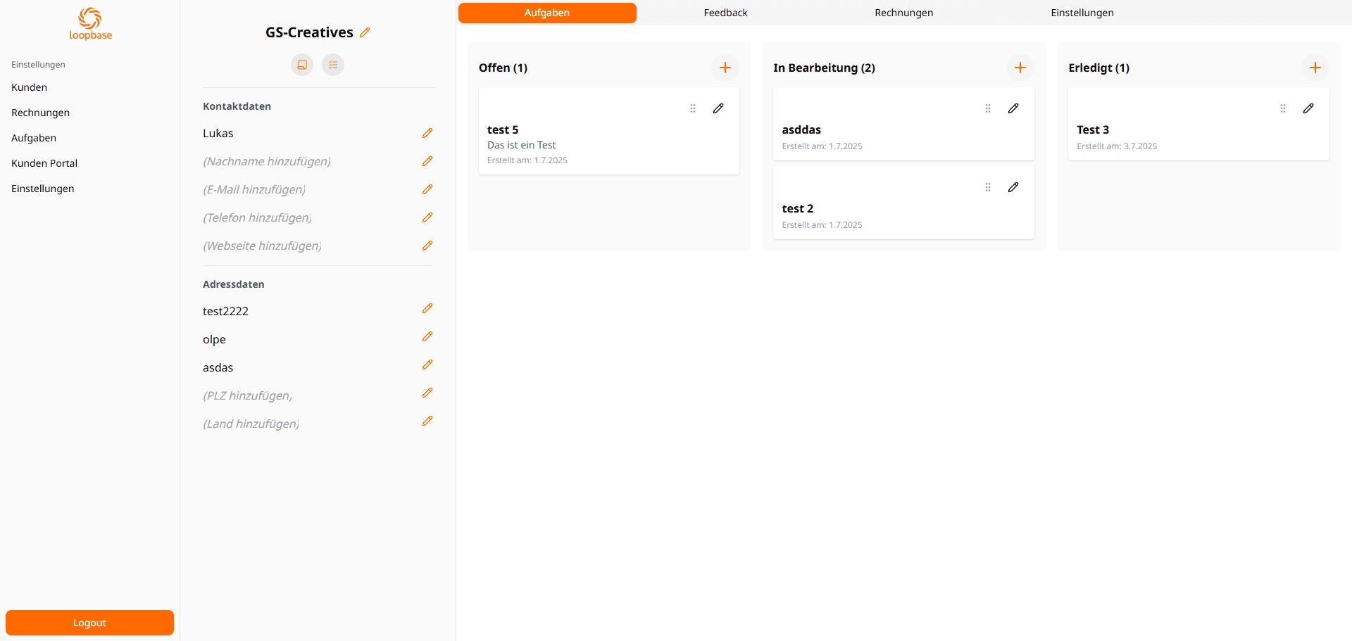 Kunden bearbeiten Preview