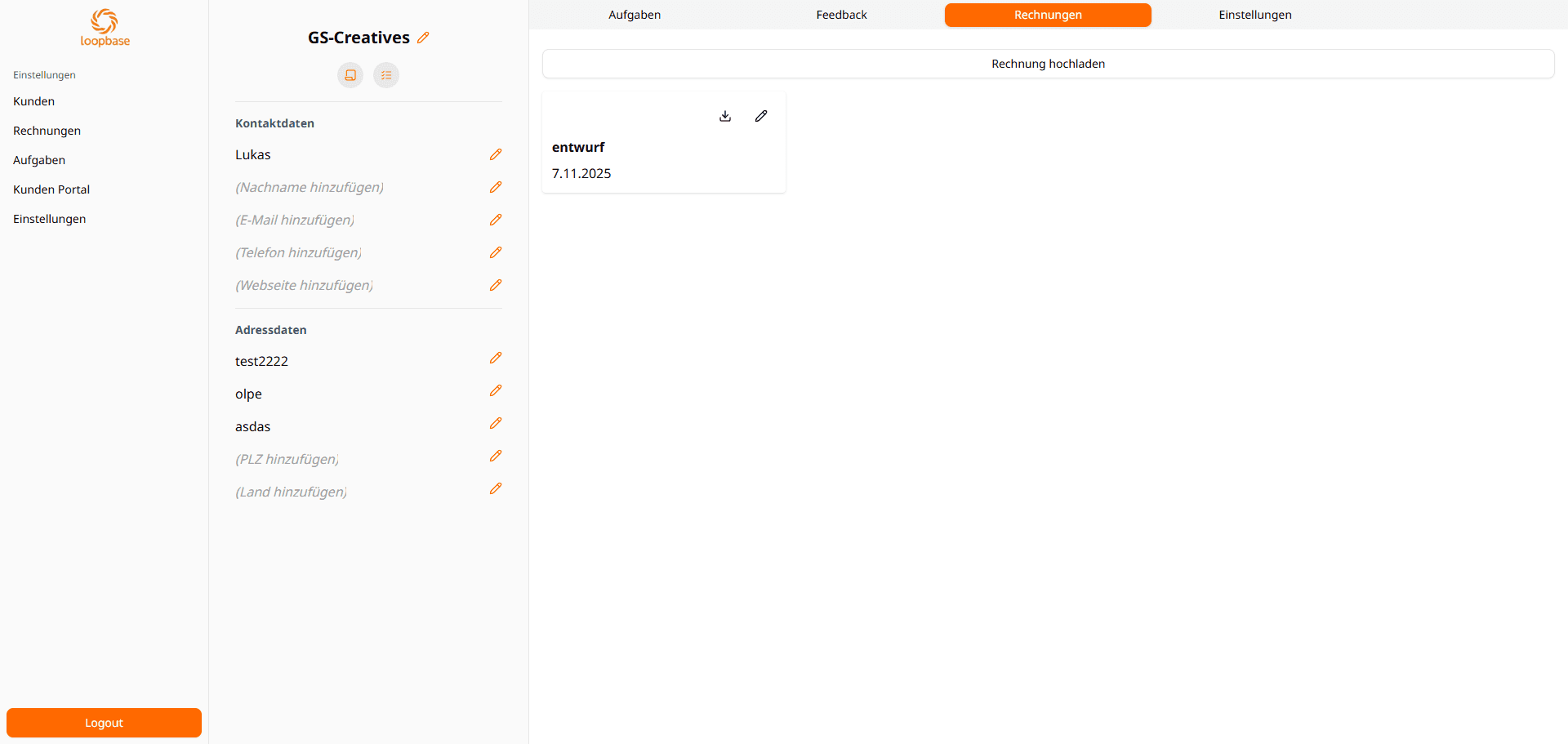 Rechnungs übersicht Preview