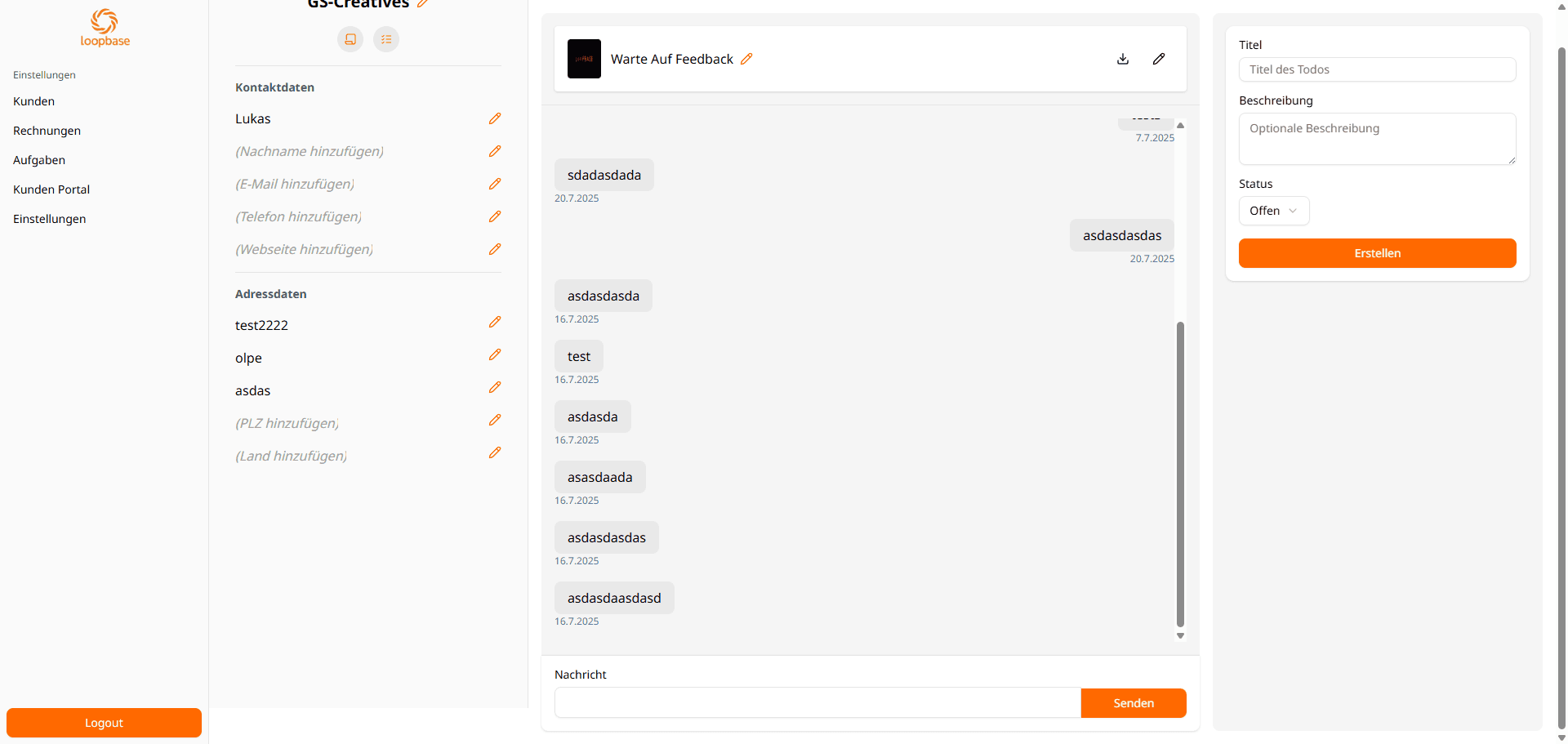 Aufgabe direkt aus dem Chat erstellen Preview